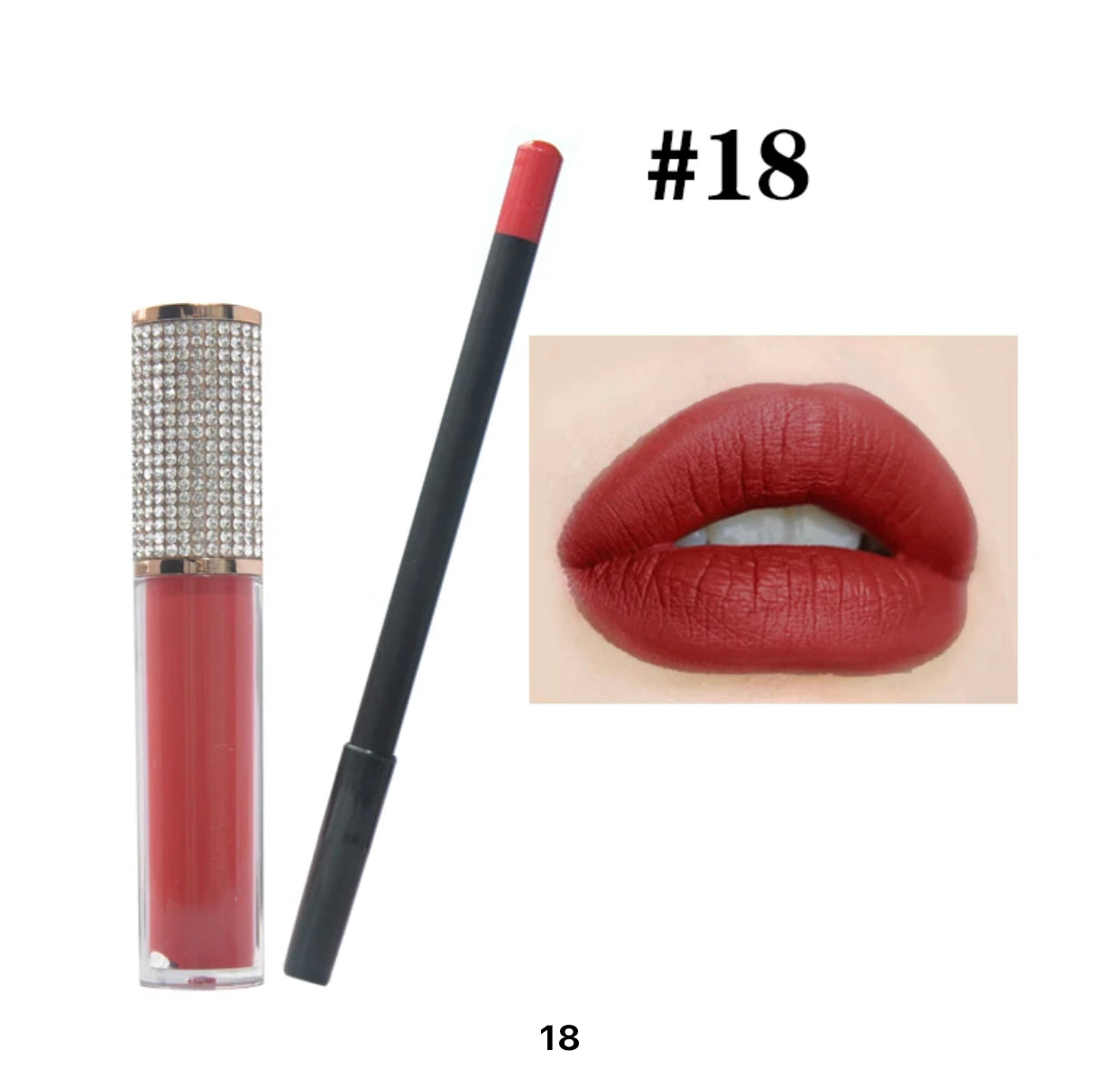 Loune Beauty Cosmetic Lip kit Matte Waterproof Liquid Lipstick Lip Liner Set.